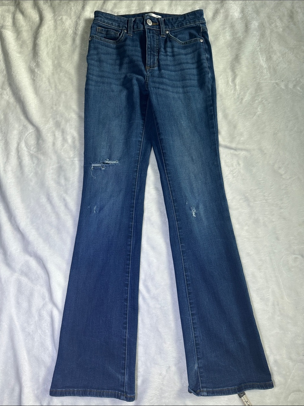LC Lauren Conrad Dark Blue Flare Jeans with Subtle Distress